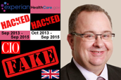 Experian and HealthCare.gov hacked 2013-15 article image, CIO, fake, British flag, John Finch photo.